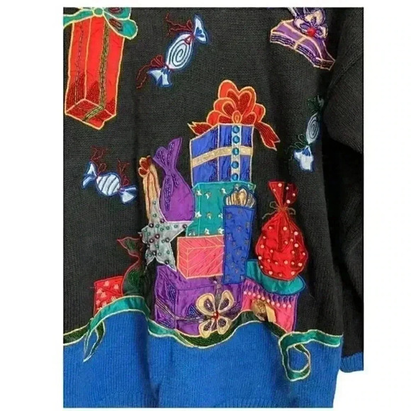 VTG Sweater by Yarnworks - 80s Beaded Sweater (Modern Size Large-XL) - Picture 5 of 6